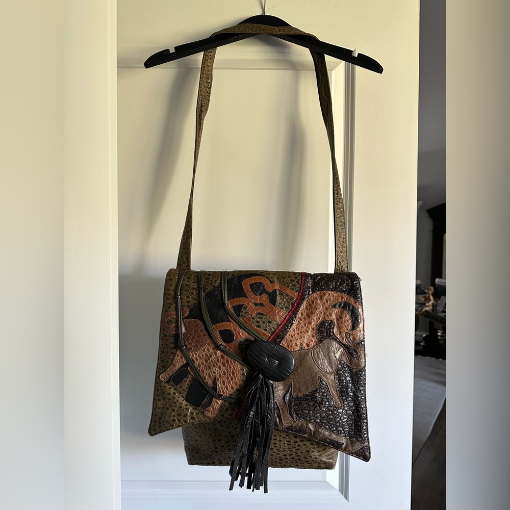 Exotic leather shoulder bag
